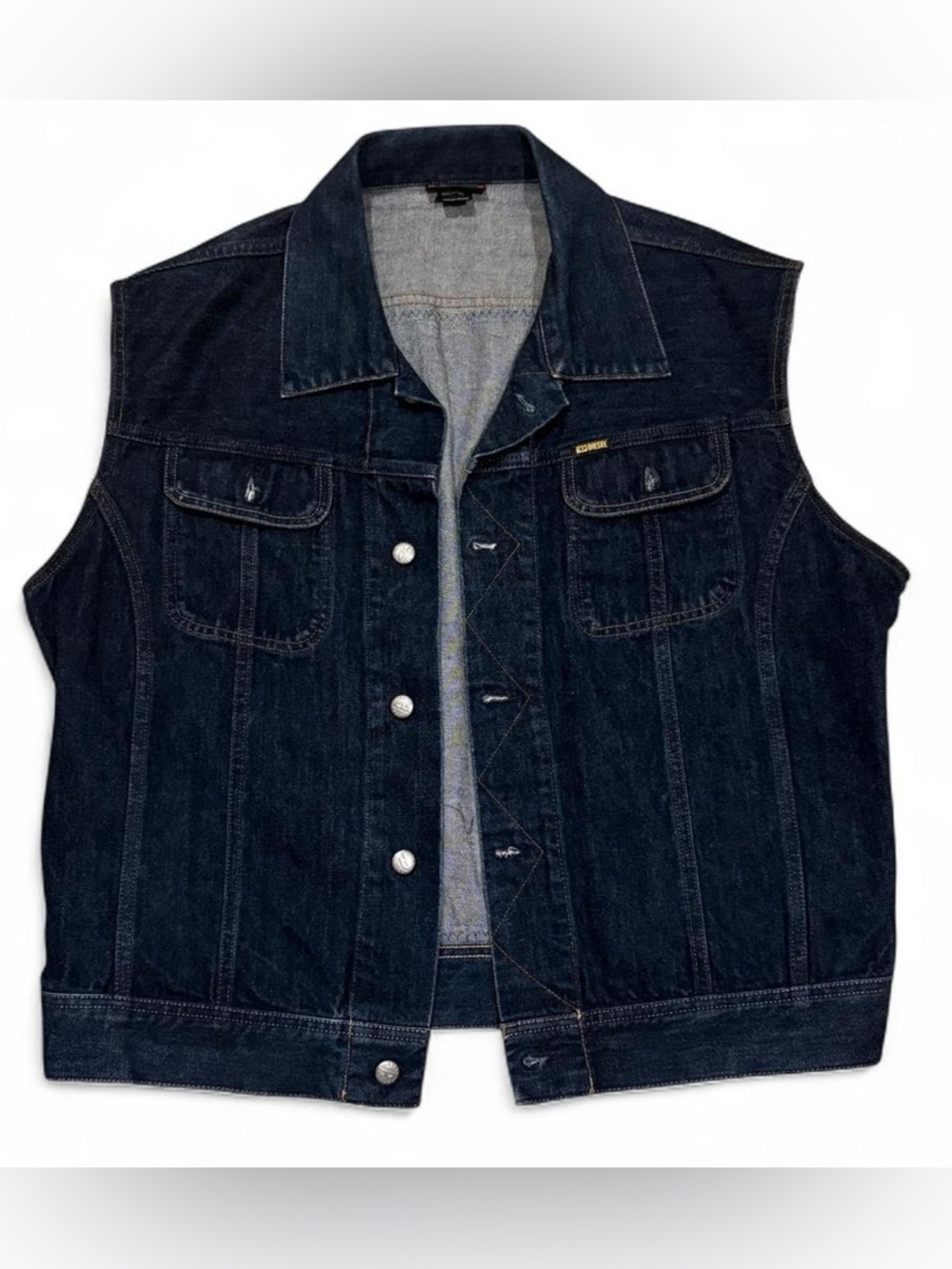 Y2K Diesel custom denim vest with Punisher tee shirt patch